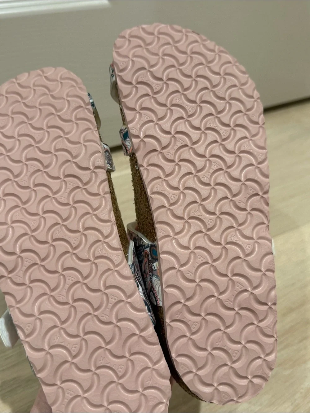 Birkenstock Kids Paisley-Print Sandals in Pink and Teal